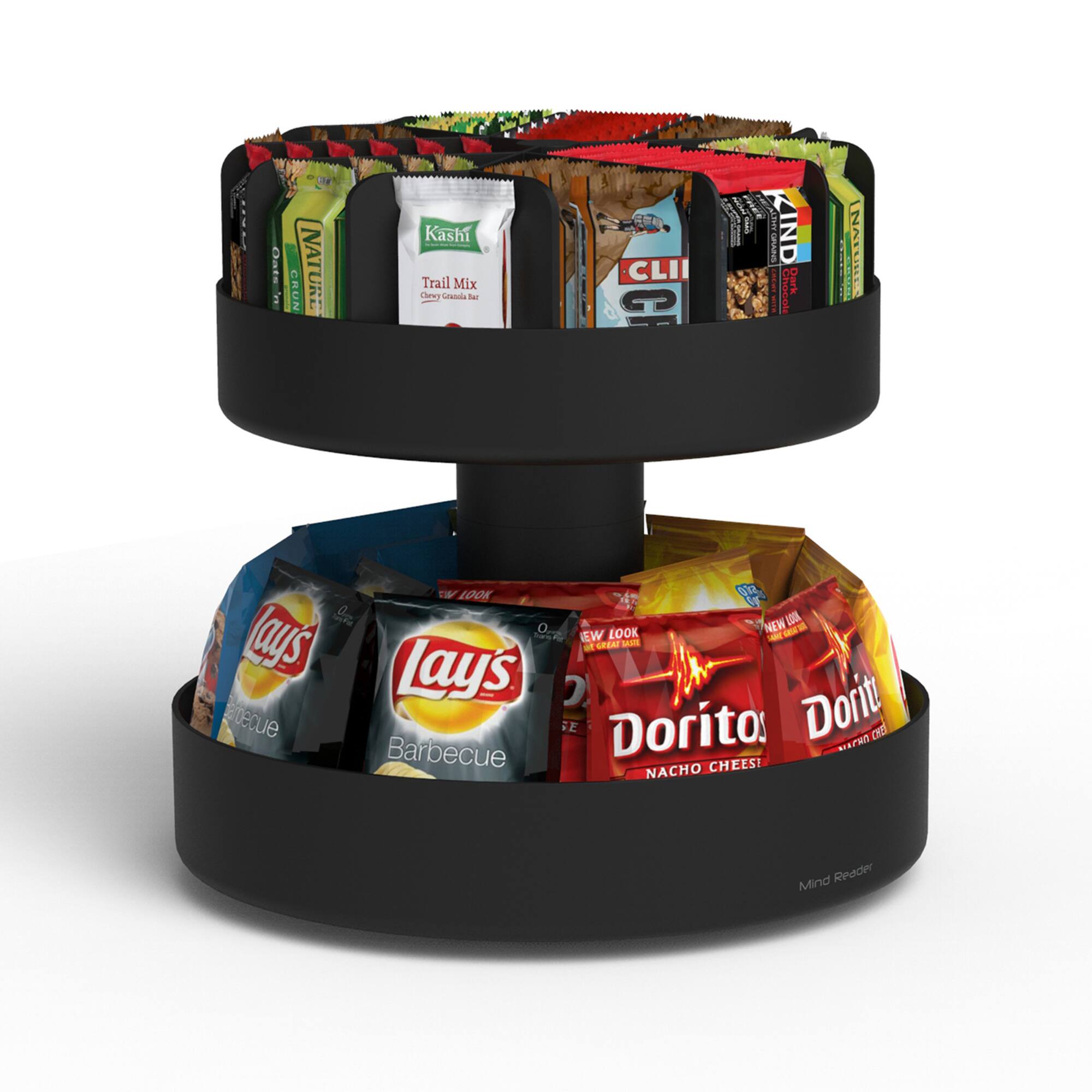 Mind Reader 2-Tier Lazy Susan Granola Bar and Snack Organizer